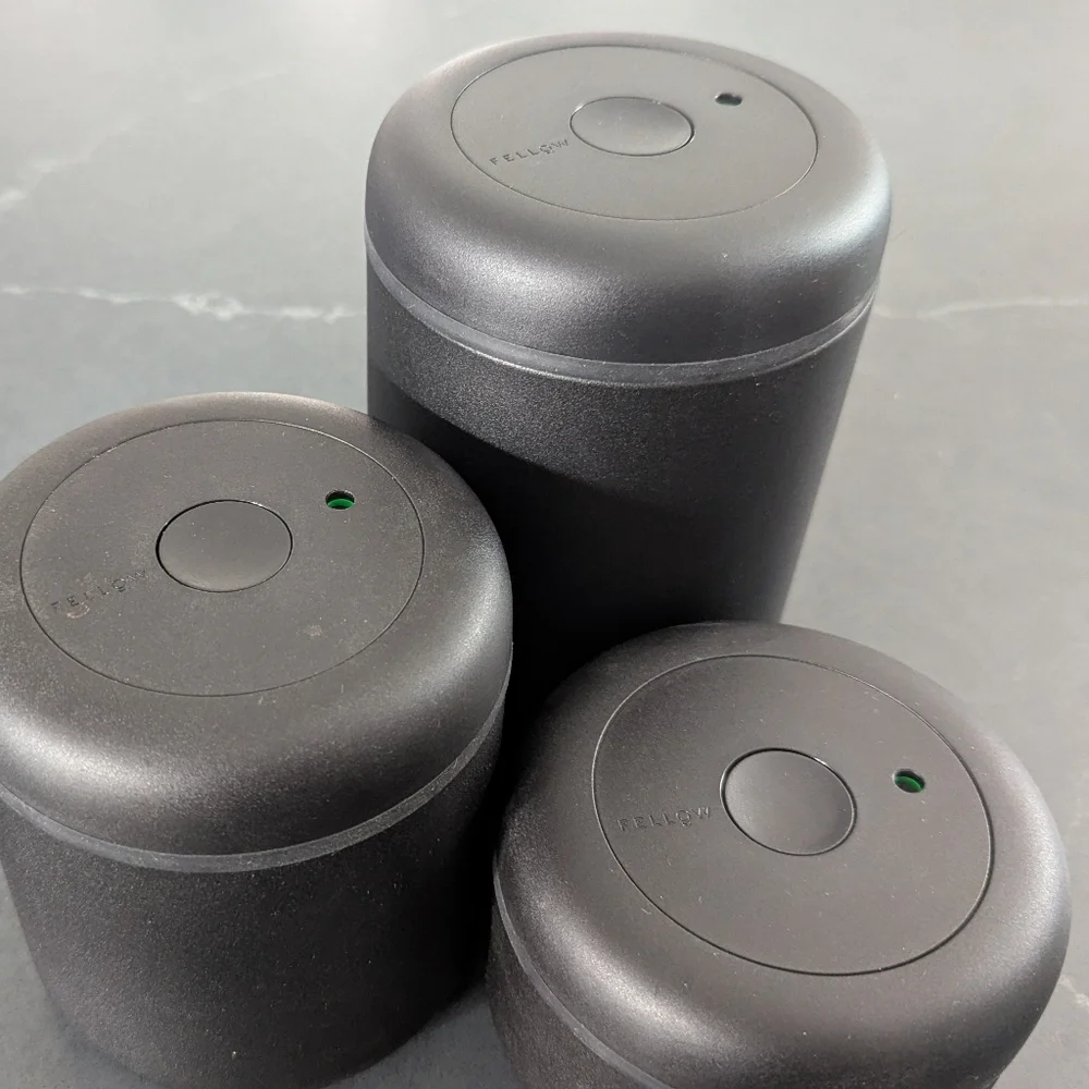 Fellow Atmos Vacuum Coffee Canister Food Storage Set of 3 Black Stainless Steel - Picture 4 of 7